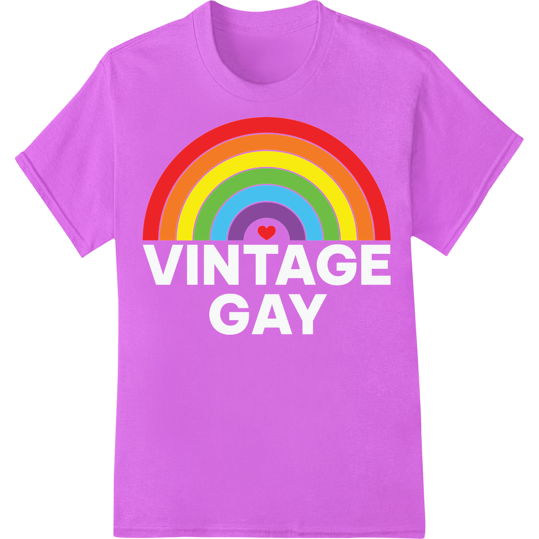 Vibrant Rainbow Heart Print - LGBTQ+ Pride DTF Transfer on purple shirt - SUPERDTF-DTF Prints-DTF Transfers-Custom DTF Prints