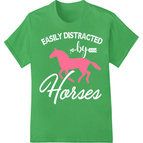 Galloping Pink Horse Silhouette - Equestrian DTF Print on green shirt - SUPERDTF-DTF Prints-DTF Transfers-Custom DTF Prints