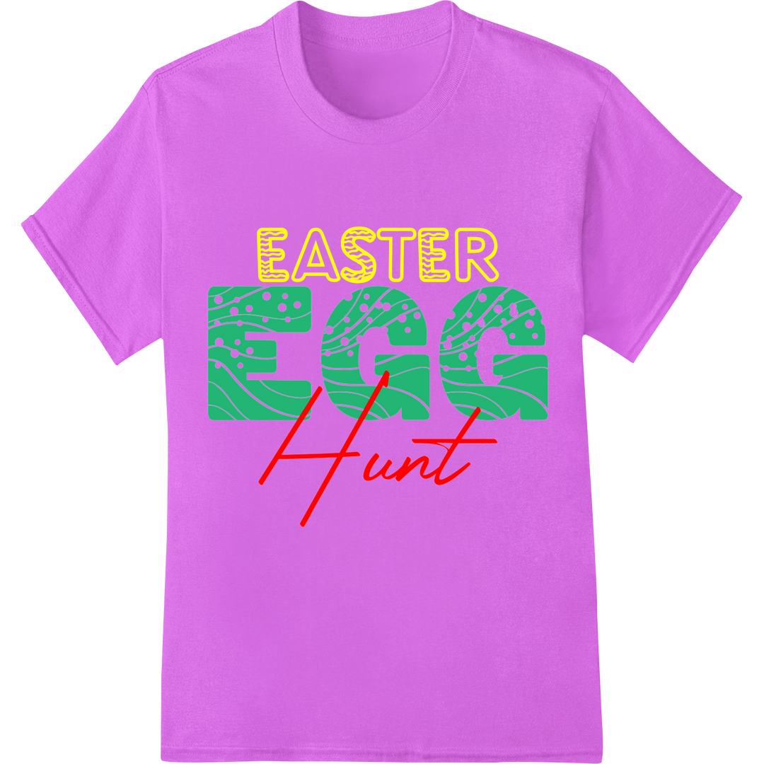 Vibrant Easter Egg Hunt DTF Print for Festive Spring Shirts on purple shirt - SUPERDTF-DTF Prints-DTF Transfers-Custom DTF Prints