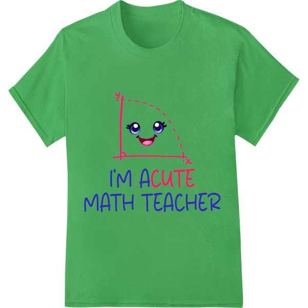 Playful 'I'm Acute Math Teacher' DTF Print Heat Transfer on green shirt - SUPERDTF-DTF Prints-DTF Transfers-Custom DTF Prints