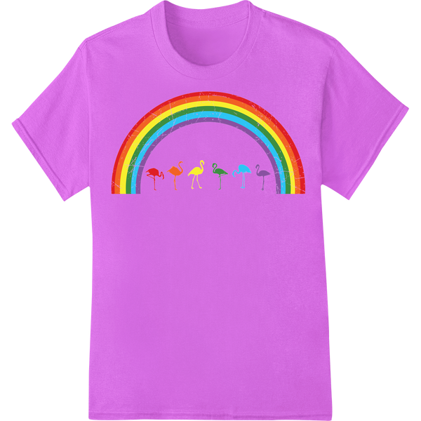 Vibrant Rainbow Flamingo Pride DTF Print Heat Transfer on purple shirt - SUPERDTF-DTF Prints-DTF Transfers-Custom DTF Prints