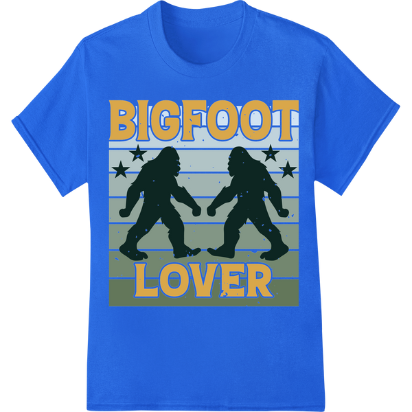 Bigfoot Lover: Embrace the Mystery with this Bold DTF Print on blue shirt - SUPERDTF-DTF Prints-DTF Transfers-Custom DTF Prints