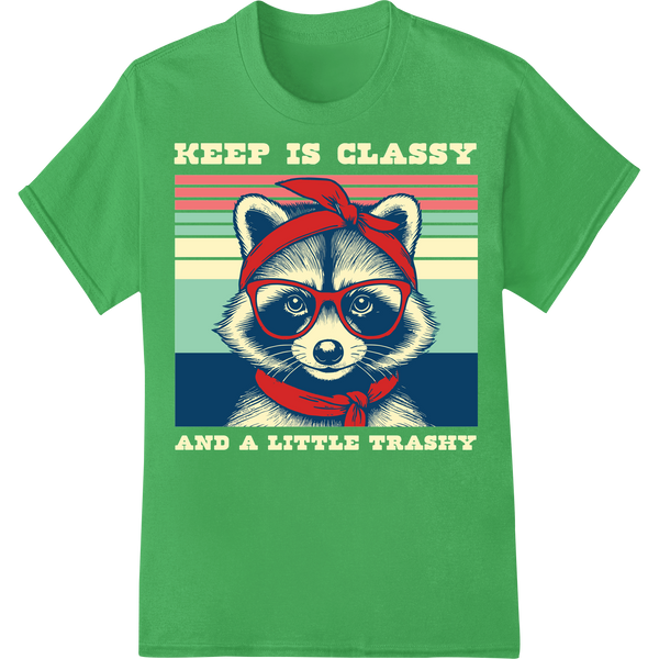 Quirky Raccoon in Red Glasses - Funny Animal DTF Print on green shirt - SUPERDTF-DTF Prints-DTF Transfers-Custom DTF Prints