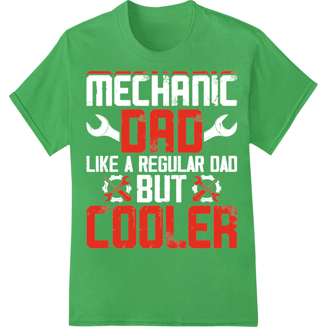 Vintage 'DAD COOLER' DTF Print Transfer - Perfect Gift on green shirt - SUPERDTF-DTF Prints-DTF Transfers-Custom DTF Prints