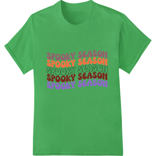 Custom durable print transfers design - Spooky Season: Vibrant Halloween Typography Heat Transfer