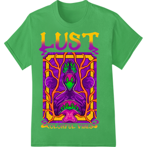 Durable DTF printing service applied to Psychedelic Lust: Vibrant Abstract DTF Print Heat Transfer