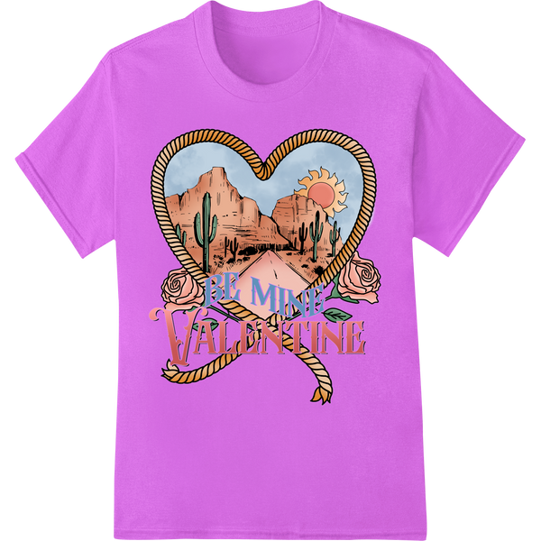 Rustic Western Valentine's Day Heart Lasso Desert DTF Print on purple shirt - SUPERDTF-DTF Prints-DTF Transfers-Custom DTF Prints