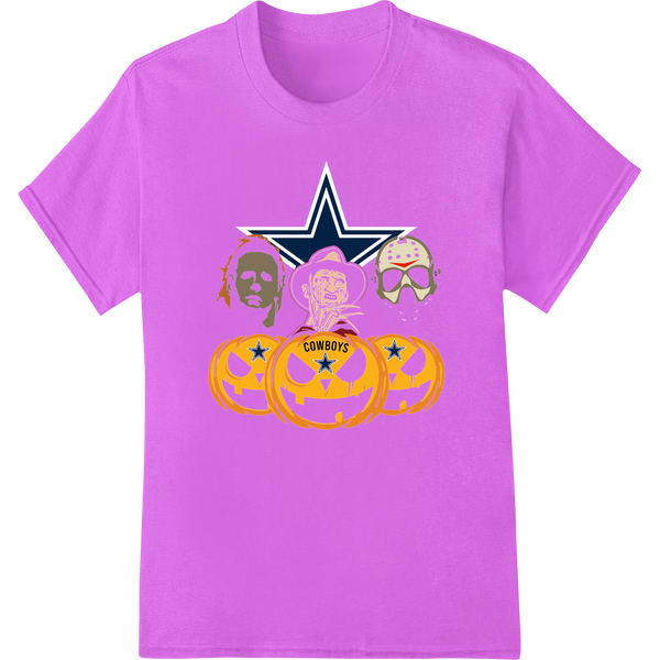 Dallas Cowboys NFL Halloween Jack-o'-Lantern DTF Transfers made with premium custom t-shirts