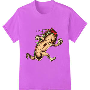 Premium quality t shirt prints on Running Taco Character - Cinco de Mayo Heat Transfer