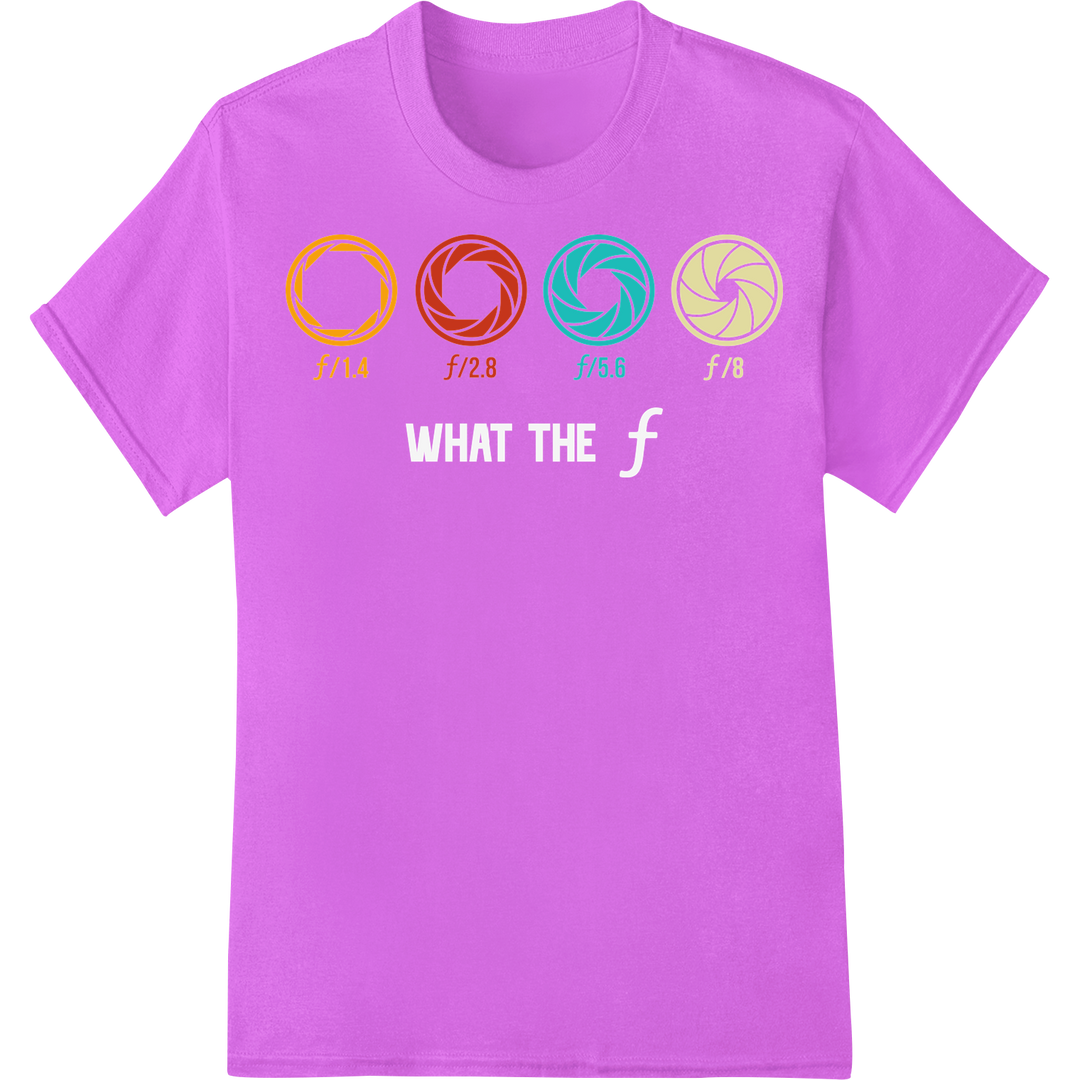 Aperture Essentials: Vibrant DTF Print for Photographers on purple shirt - SUPERDTF-DTF Prints-DTF Transfers-Custom DTF Prints