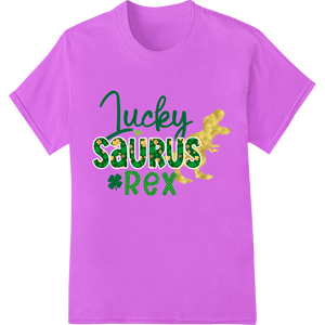 Unique DTF transfers for Lucky Saurus Rex: St. Patrick's Day Dino DTF Print Transfer