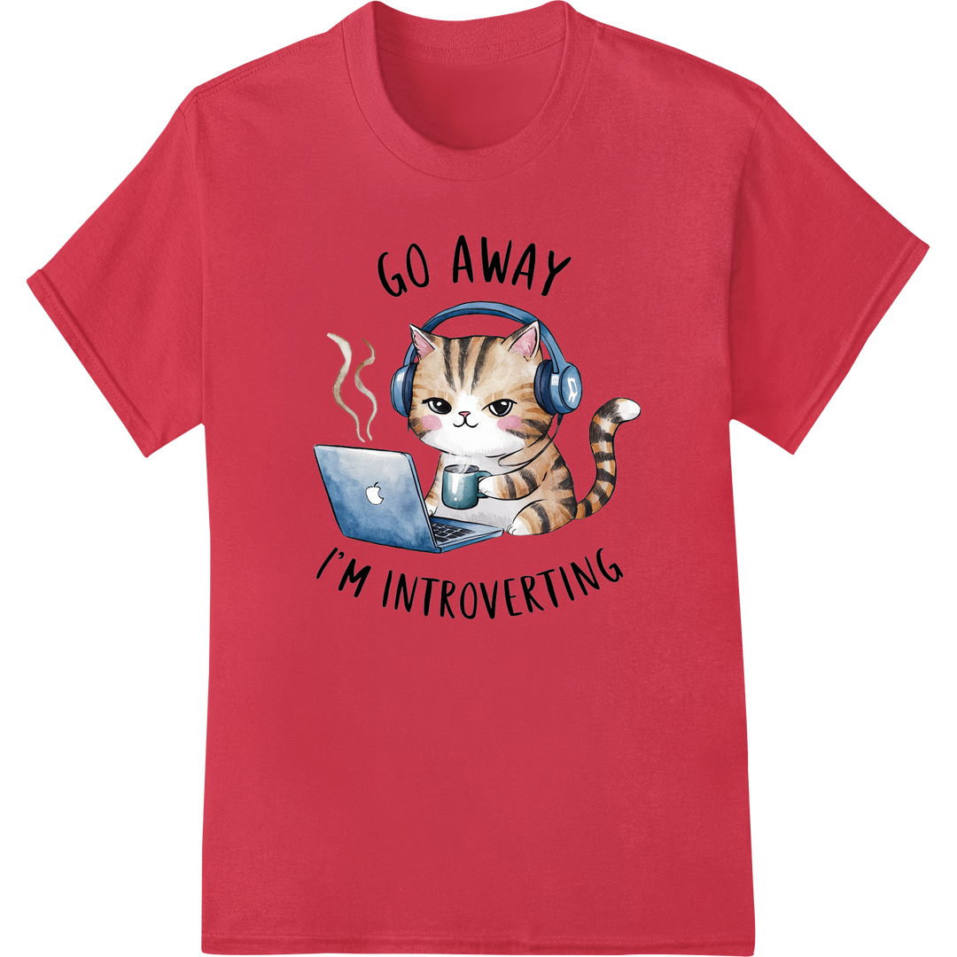 Adorable Cat DTF Print for Introverts | Feline Alone Time on red shirt - SUPERDTF-DTF Prints-DTF Transfers-Custom DTF Prints