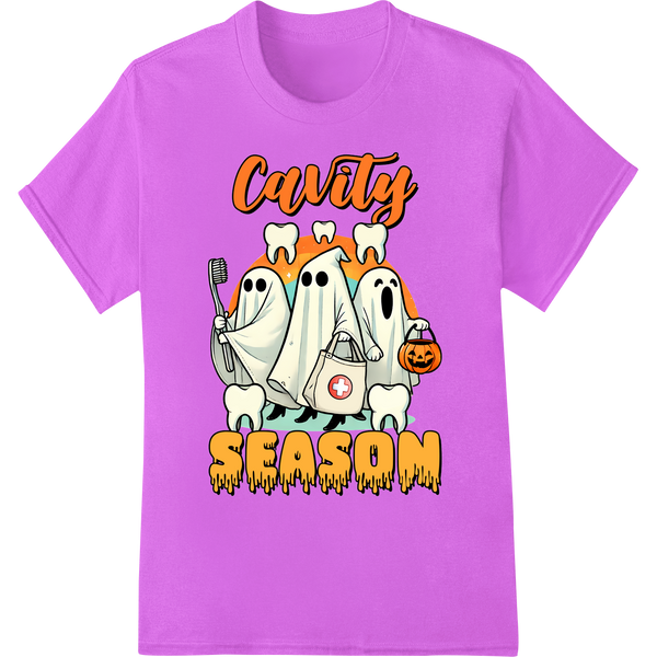 Spooky Smiles: Cavity Season DTF Print Heat Transfer on purple shirt - SUPERDTF-DTF Prints-DTF Transfers-Custom DTF Prints