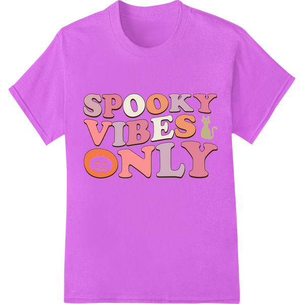 Cutting-edge custom apparel featured on Spooky Vibes Only: Fun Halloween Heat Transfer Design