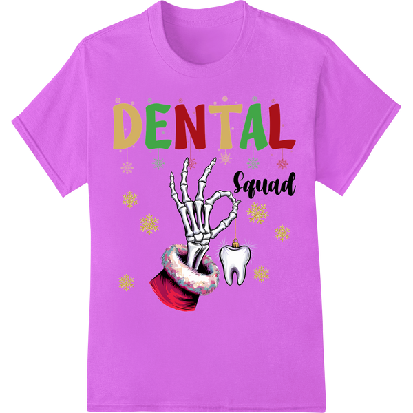 Festive Dental Squad Santa Skeleton Hand DTF Print Transfer on purple shirt - SUPERDTF-DTF Prints-DTF Transfers-Custom DTF Prints