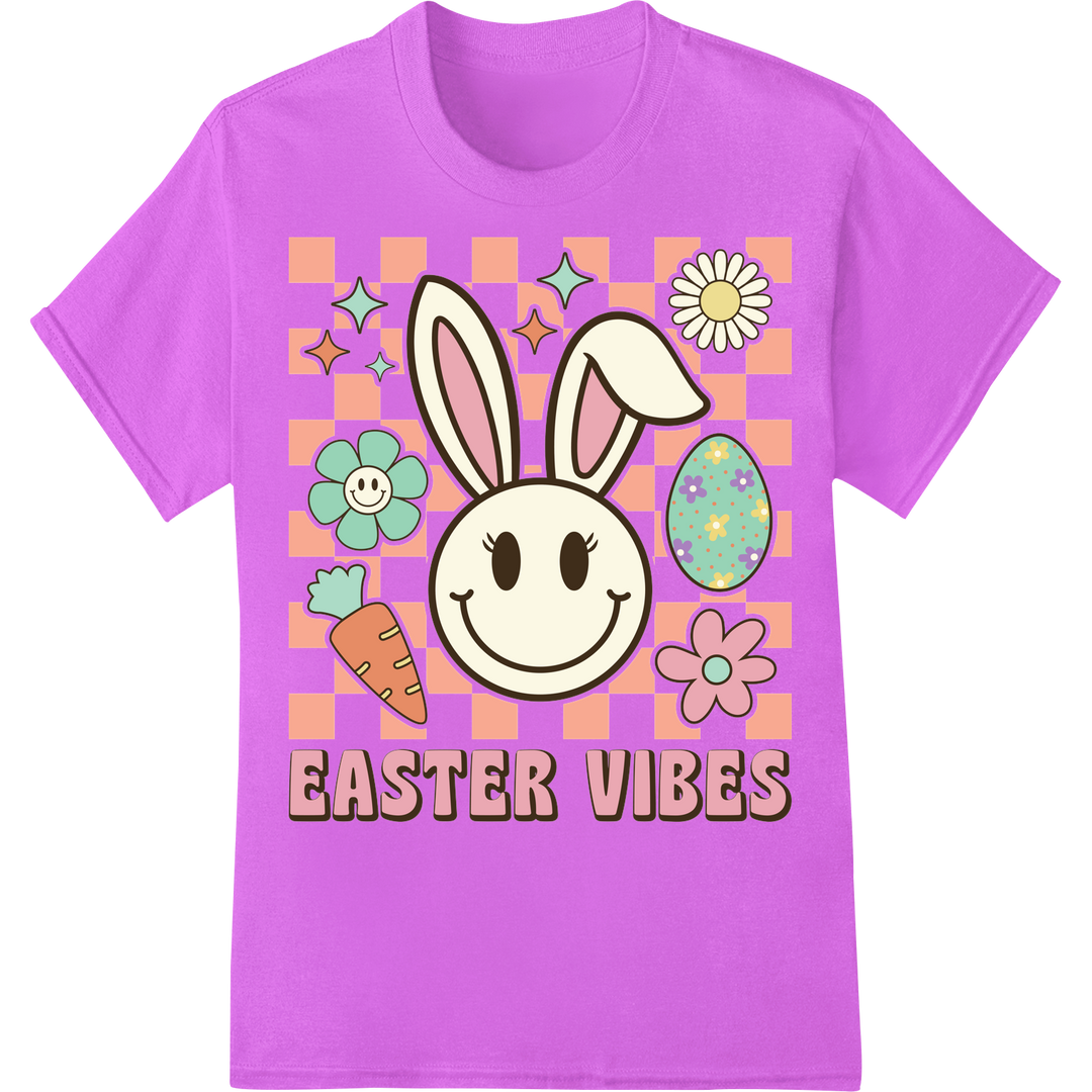 Retro Easter Bunny Vibes DTF Print Heat Transfer | Vintage on purple shirt - SUPERDTF-DTF Prints-DTF Transfers-Custom DTF Prints