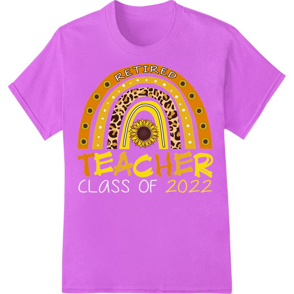 Sunflower Retired Teacher 2022 DTF Print Heat Transfer on purple shirt - SUPERDTF-DTF Prints-DTF Transfers-Custom DTF Prints