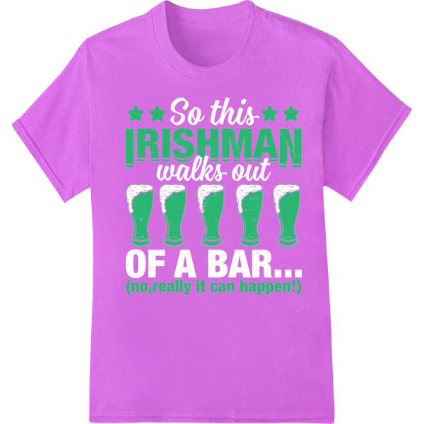 Witty 'IRISHMAN' St. Patrick's Day DTF Print Heat Transfer on purple shirt - SUPERDTF-DTF Prints-DTF Transfers-Custom DTF Prints