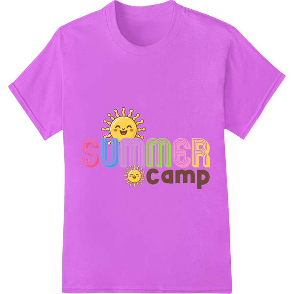 Sunny Smiles: Colorful Summer Camp DTF Print Heat Transfer on purple shirt - SUPERDTF-DTF Prints-DTF Transfers-Custom DTF Prints