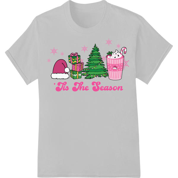 Festive 'Tis The Season' Christmas DTF Print Heat Transfer on white shirt - SUPERDTF-DTF Prints-DTF Transfers-Custom DTF Prints