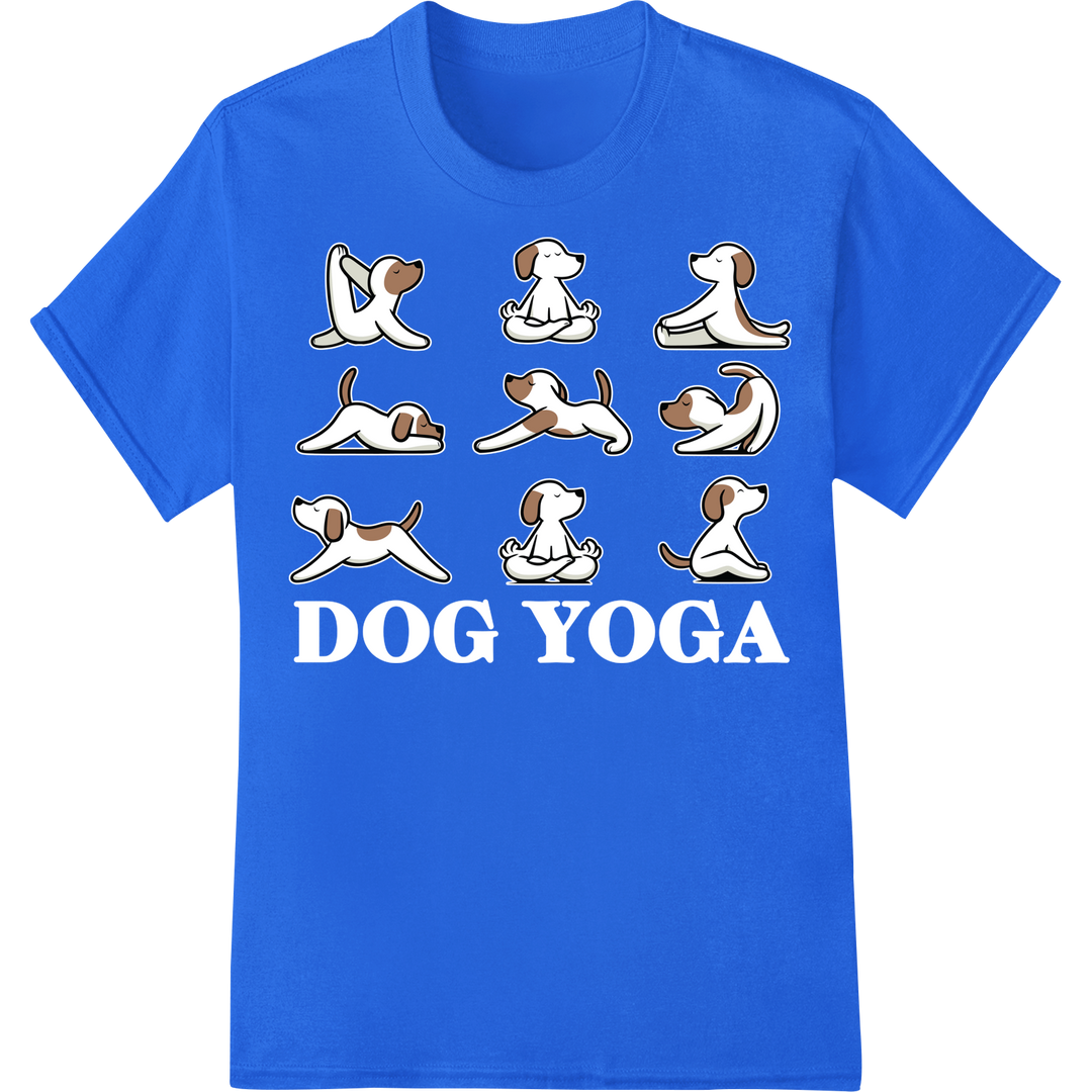 Funny Yoga Dogs - Hilarious DTF Print Heat Transfer on blue shirt - SUPERDTF-DTF Prints-DTF Transfers-Custom DTF Prints