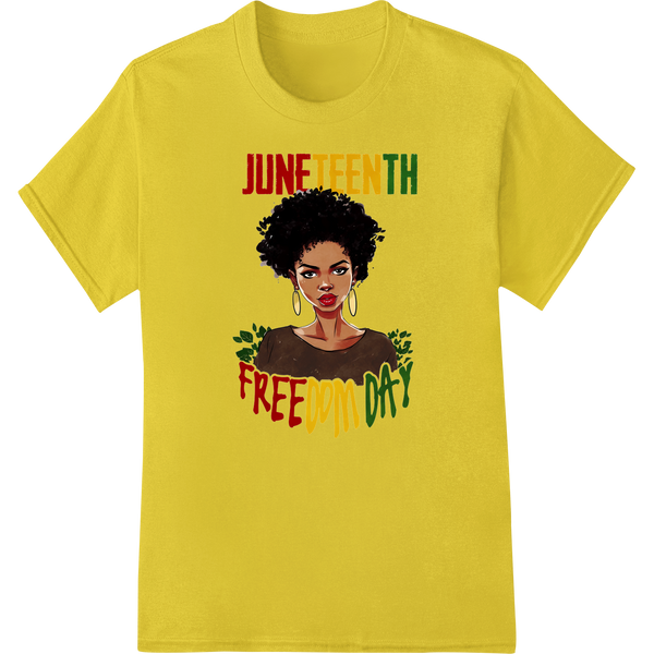 Powerful Juneteenth DTF Print: Celebrate Freedom in Style on yellow shirt - SUPERDTF-DTF Prints-DTF Transfers-Custom DTF Prints