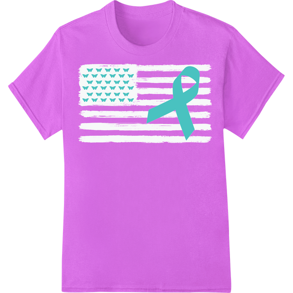 PTSD Awareness Ribbon DTF Print - Powerful Teal Tees & Gear on purple shirt - SUPERDTF-DTF Prints-DTF Transfers-Custom DTF Prints