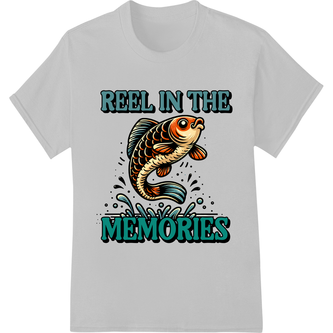 Reel In Fishing Memories - Vibrant DTF Print Heat Transfer on white shirt - SUPERDTF-DTF Prints-DTF Transfers-Custom DTF Prints