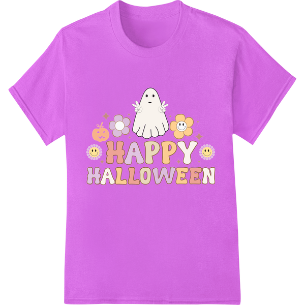 Cute Ghost & Friends Wish You a Happy Halloween on purple shirt - SUPERDTF-DTF Prints-DTF Transfers-Custom DTF Prints