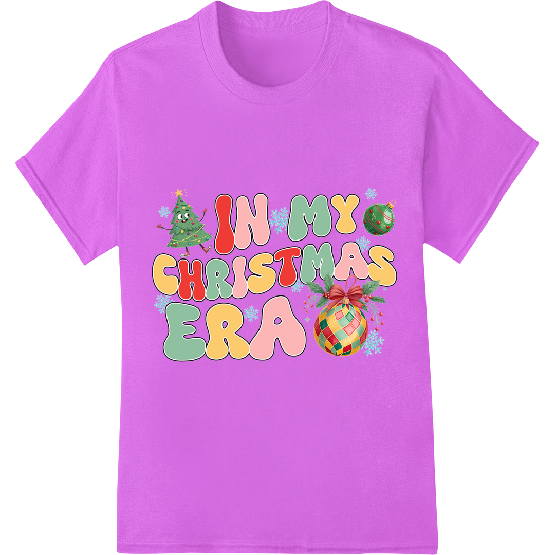 Festive 'IN MY CHRISTMAS ERA' Heat Transfer Print | DIY Holiday on purple shirt - SUPERDTF-DTF Prints-DTF Transfers-Custom DTF Prints