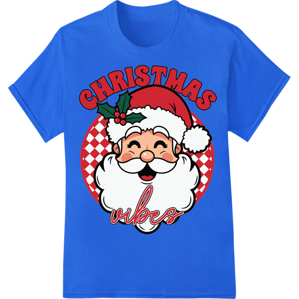 Groovy Santa Christmas Heat Transfer Print | Retro DTF on blue shirt - SUPERDTF-DTF Prints-DTF Transfers-Custom DTF Prints