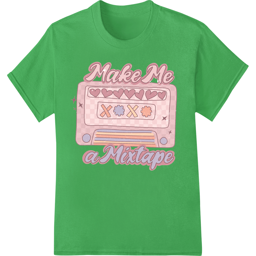 Retro 'MakeMe XOXO' Valentine's Day DTF Print Heat Transfer on green shirt - SUPERDTF-DTF Prints-DTF Transfers-Custom DTF Prints