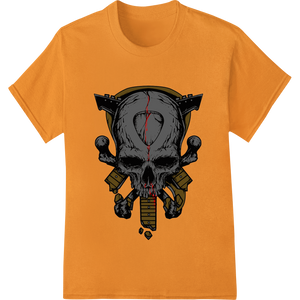 Demonic Skull with Guns - Edgy Halloween Heat Transfer made with premium digital printing