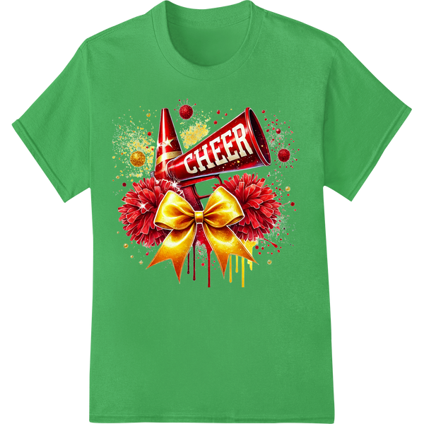 Festive Christmas Cheer Heat Transfer Design for Apparel on green shirt - SUPERDTF-DTF Prints-DTF Transfers-Custom DTF Prints