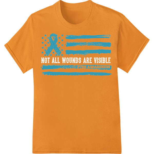 PTSD Awareness Flag Shirt Design - Support Veterans DTF on orange shirt - SUPERDTF-DTF Prints-DTF Transfers-Custom DTF Prints