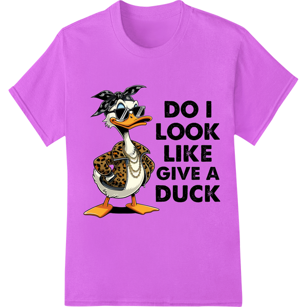 Sassy Duck DTF Print: For Those Who Don't Give a Quack on purple shirt - SUPERDTF-DTF Prints-DTF Transfers-Custom DTF Prints