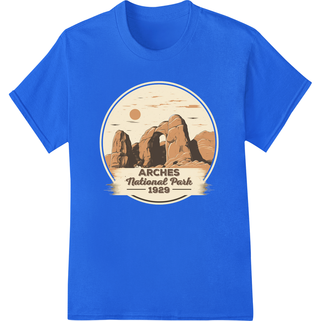 Vintage Arches National Park 1929 DTF Print Heat Transfer on blue shirt - SUPERDTF-DTF Prints-DTF Transfers-Custom DTF Prints