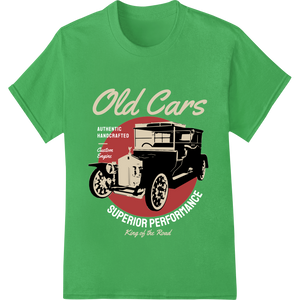 Vintage Vibes: Classic Car DTF Print Heat Transfer enhanced with professional professional DTF printing