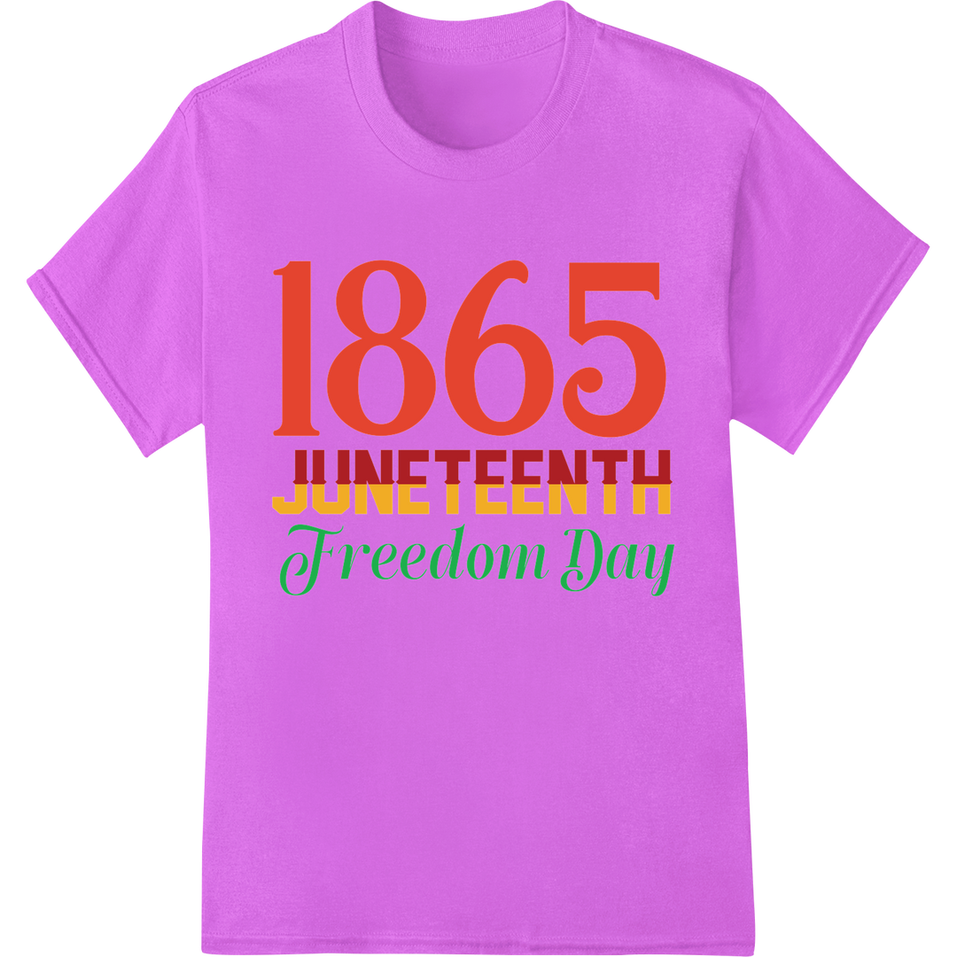 Vibrant 1865 Juneteenth Freedom Day DTF Print Heat Transfer on purple shirt - SUPERDTF-DTF Prints-DTF Transfers-Custom DTF Prints