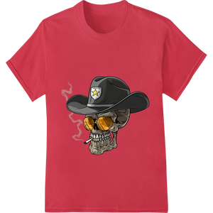 Smoking Skull Cowboy - Edgy Western Vector Illustration with custom bulk t-shirt printing artwork