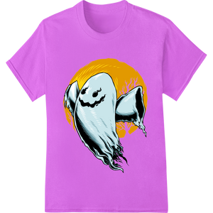 Haunting Ghost Heat Transfer for Spooky Halloween Apparel - High-quality custom t-shirts