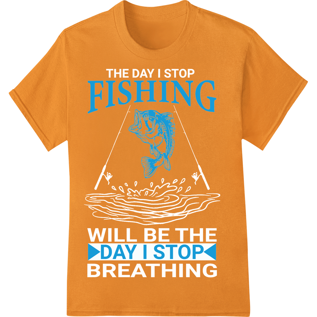 Vintage Largemouth Bass Fishing Day 1 Stop DTF Print Transfer on orange shirt - SUPERDTF-DTF Prints-DTF Transfers-Custom DTF Prints