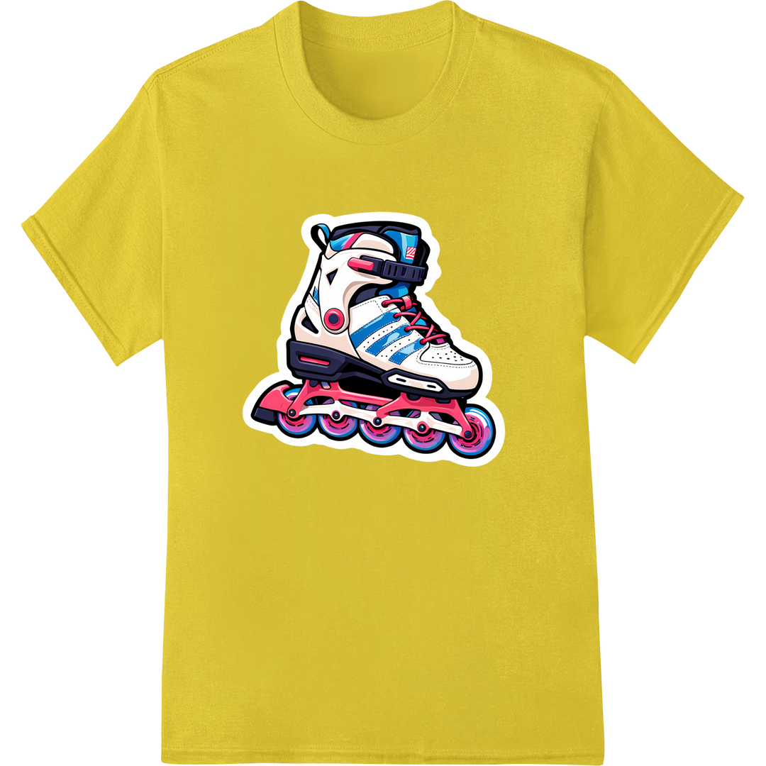 Retro 90s Rollerblade DTF Print | Nostalgic Inline Skating on yellow shirt - SUPERDTF-DTF Prints-DTF Transfers-Custom DTF Prints