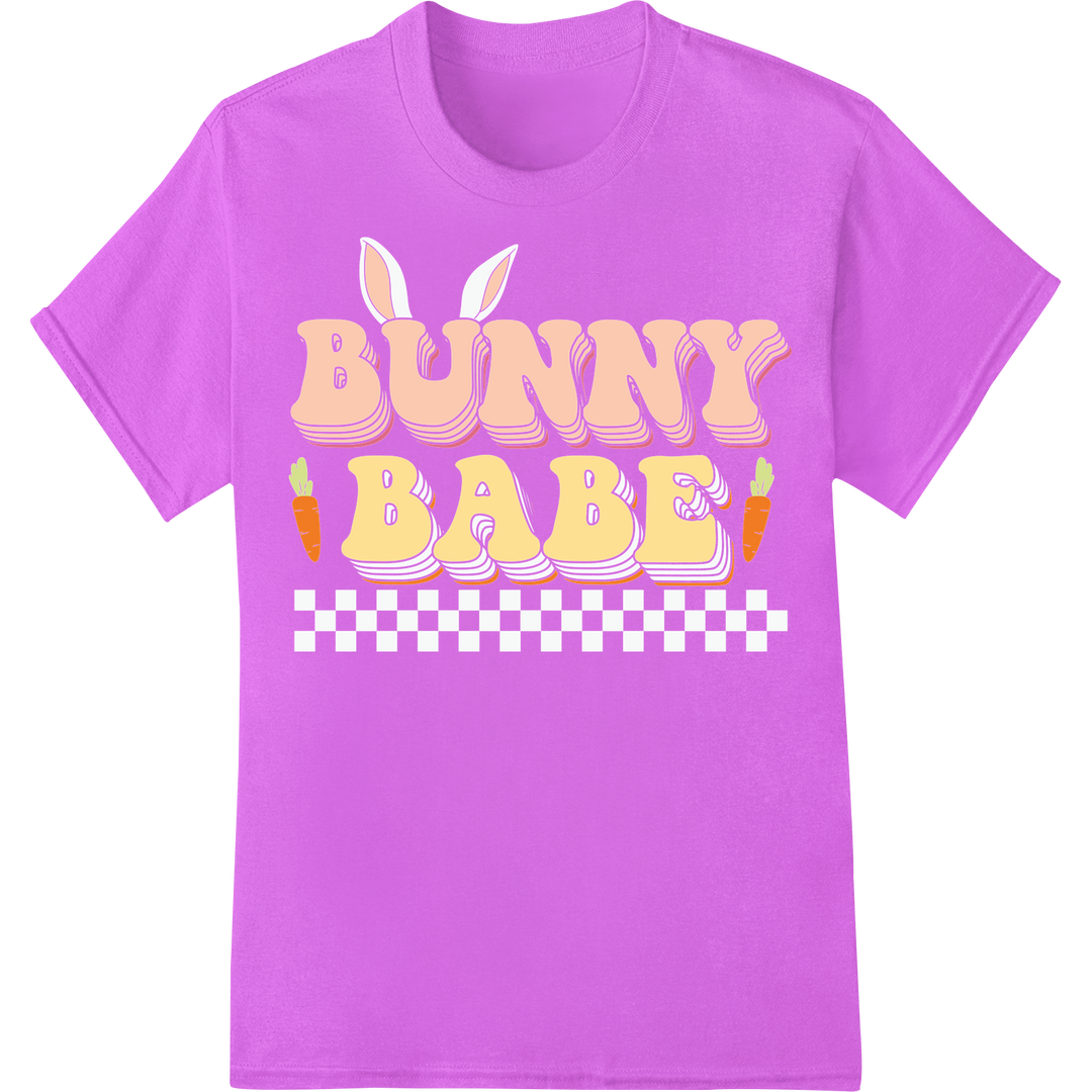 Retro 'BUNNY BABE' Easter DTF Print Heat Transfer | Super DTF on purple shirt - SUPERDTF-DTF Prints-DTF Transfers-Custom DTF Prints