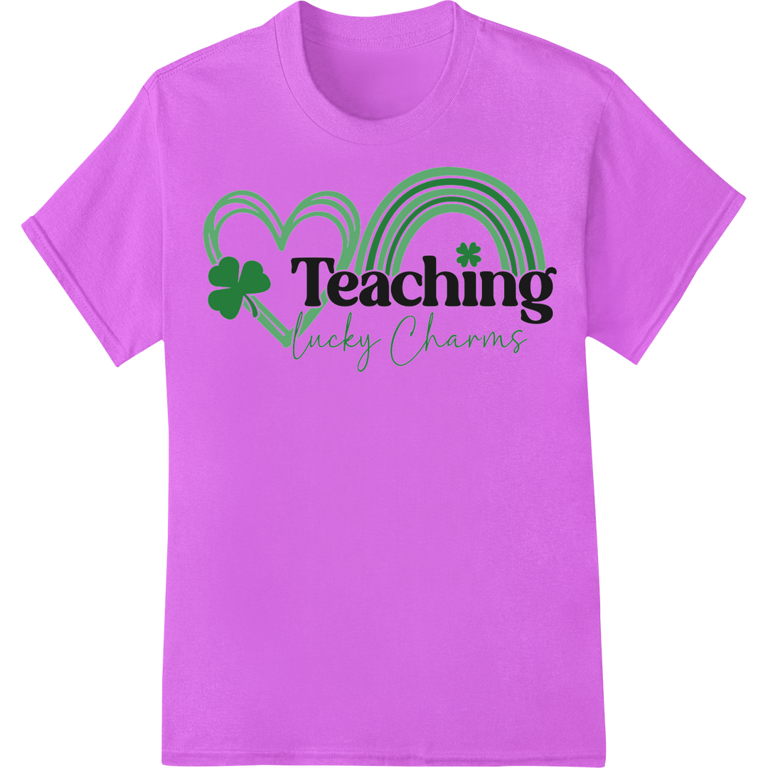 Teaching Lucky Charms: St. Patrick's Day Teacher DTF Print on purple shirt - SUPERDTF-DTF Prints-DTF Transfers-Custom DTF Prints