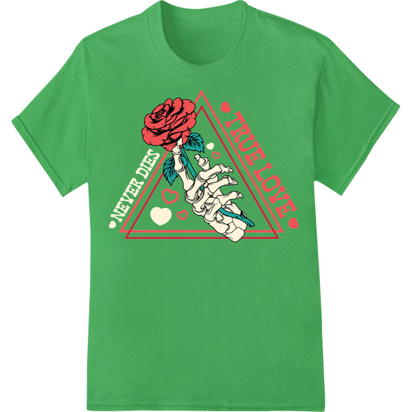 True Love Rose: Vibrant Valentine's Day DTF Print Transfer on green shirt - SUPERDTF-DTF Prints-DTF Transfers-Custom DTF Prints