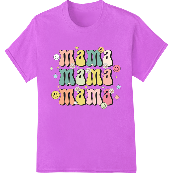 Retro Mama Smileys - Mother's Day DTF Print Heat Transfer on purple shirt - SUPERDTF-DTF Prints-DTF Transfers-Custom DTF Prints