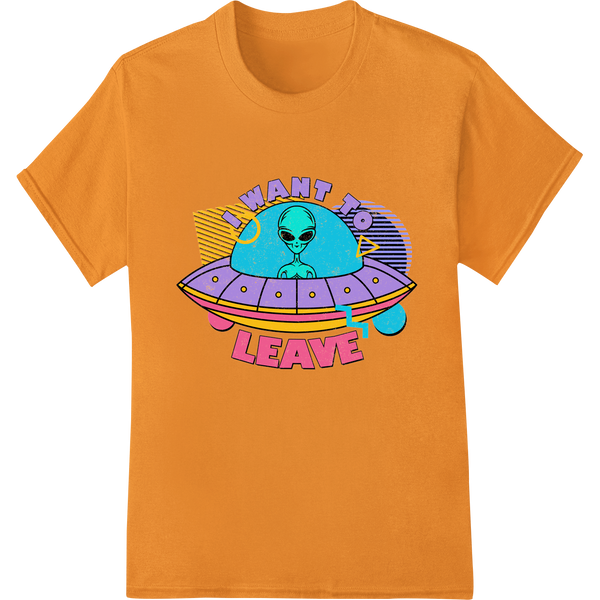 Retro Alien Abduction: '90s UFO Clipart DTF Print Design on orange shirt - SUPERDTF-DTF Prints-DTF Transfers-Custom DTF Prints