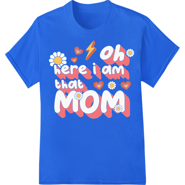 Retro Mom Love: Charming DTF Print Heat Transfer Gift Idea on blue shirt - SUPERDTF-DTF Prints-DTF Transfers-Custom DTF Prints