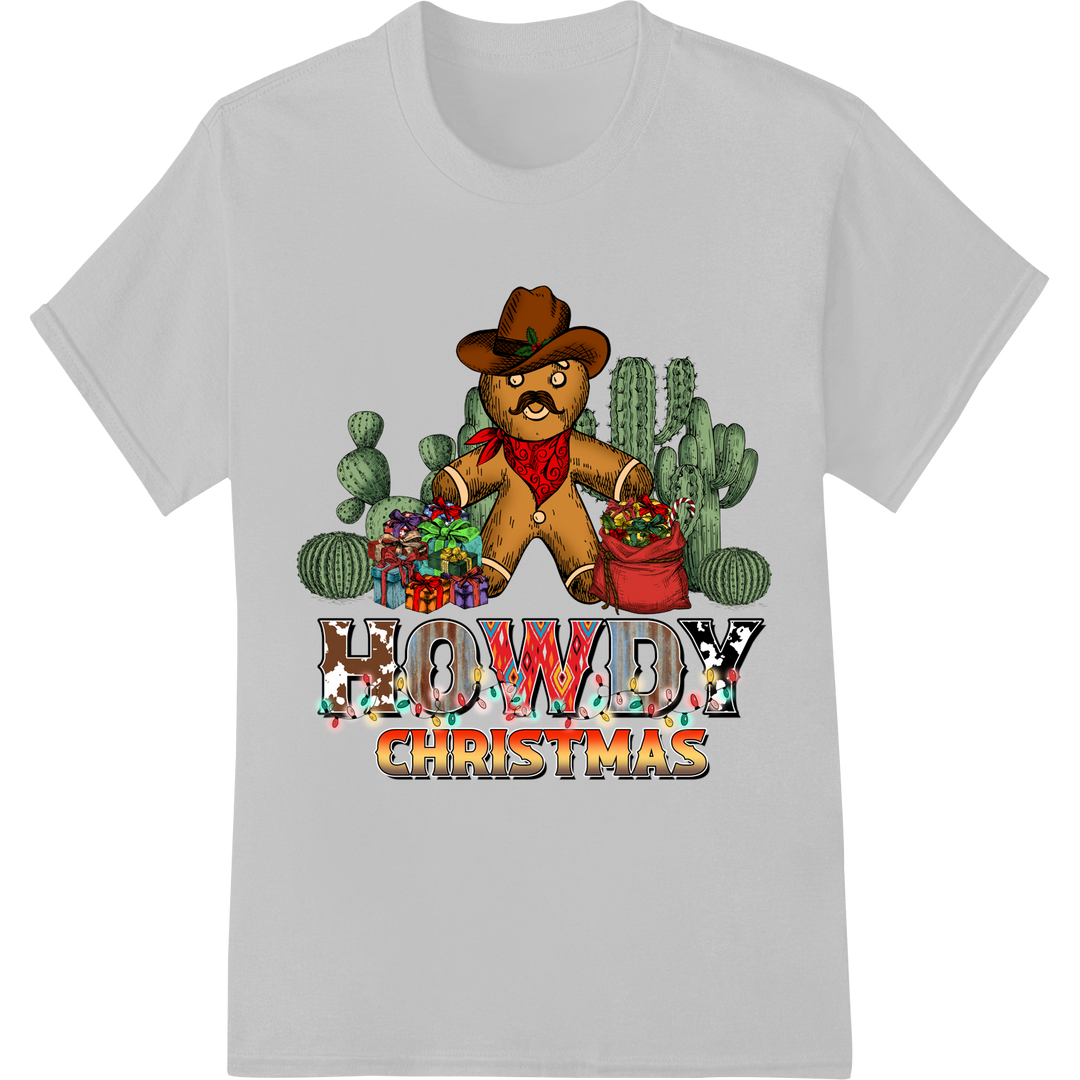 Festive Cowboy Teddy: Western Christmas DTF Print Transfer on white shirt - SUPERDTF-DTF Prints-DTF Transfers-Custom DTF Prints